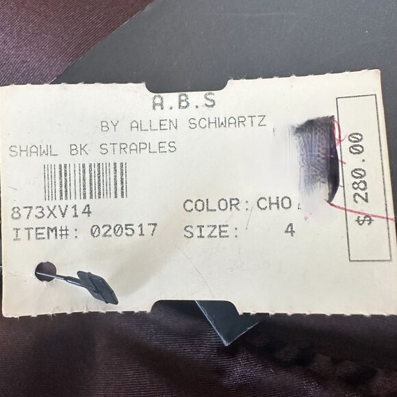 ABS Allen Schwartz Brown Chiffon Strapless Gown Floor Length Dress Size 4 NWT - Picture 12 of 13